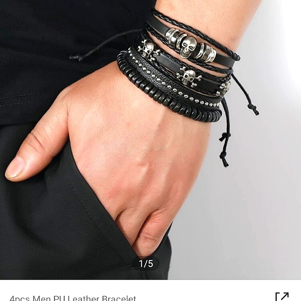 4pcs PU Leather Bracelet.